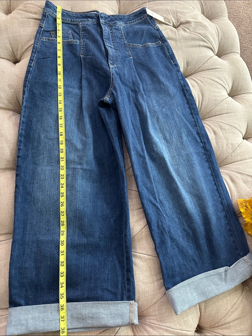 Pilcro Wide-Leg High-Rise Dark Blue Jeans - Picture 6 of 16